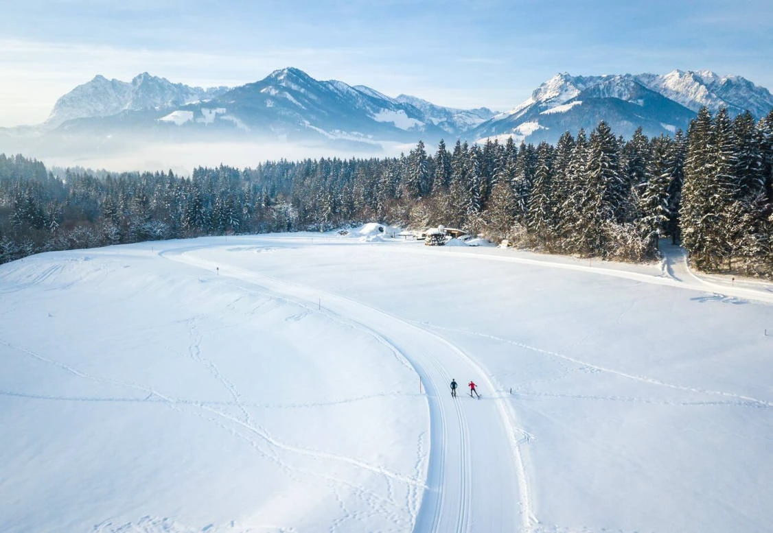 Kaiserwinkl Urlaub Walchsee Winterlandschaft Langlaufen